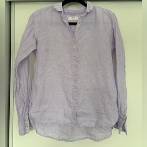 Uniqlo Light Purple 100 Percent Linen Casual Button Down Shirt